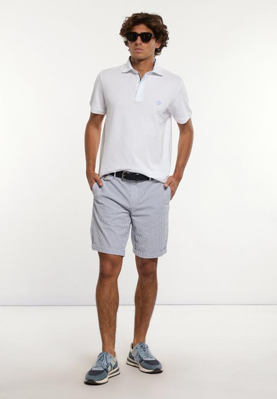 River Woods Katoenen Gestreepte Chinoshort Blue/white