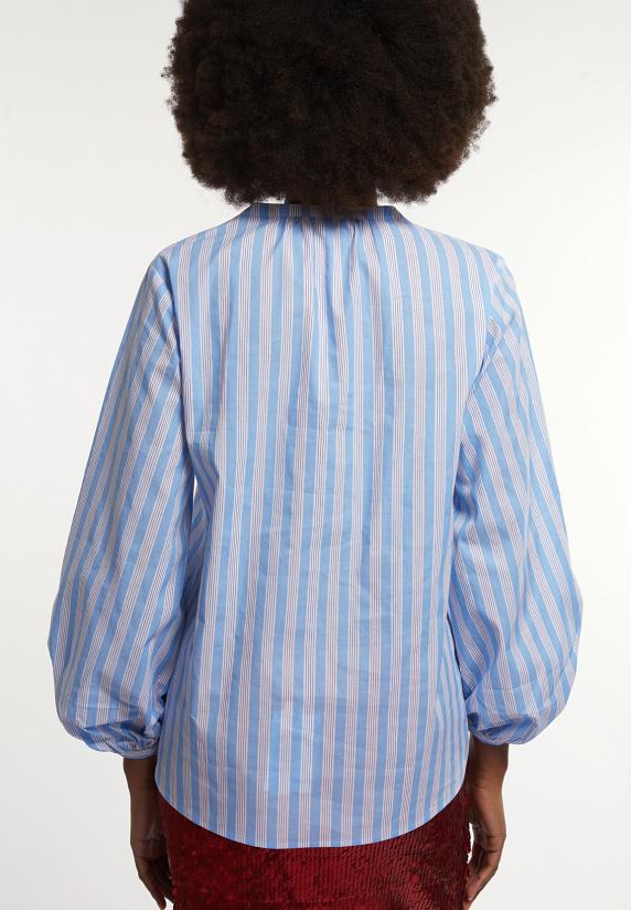 River Woods Katoenen Gestreepte Fantasieblouse Blauw/wit