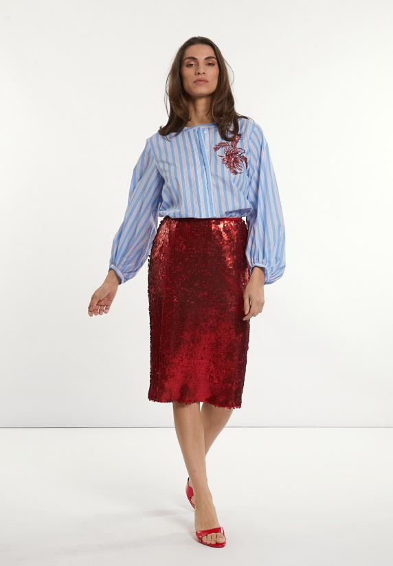 River Woods Katoenen Gestreepte Fantasieblouse Blauw/wit