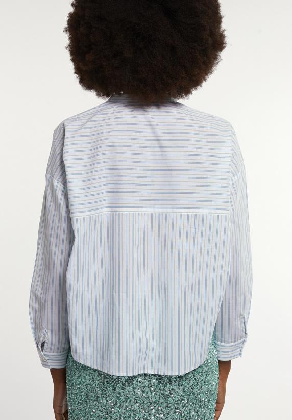 River Woods Katoenen Gestreepte Fantasieblouse Groen/wit