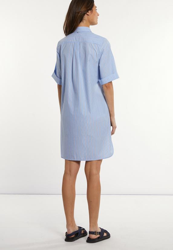 River Woods Katoenen Gestreepte Jurk Korte Mouwen Blauw/wit