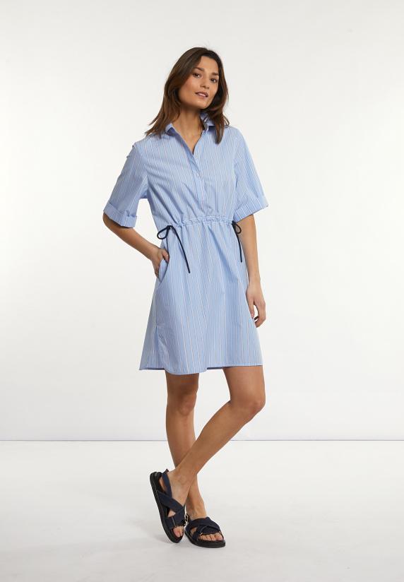 river woods Katoenen gestreepte jurk korte mouwen blauw/wit
