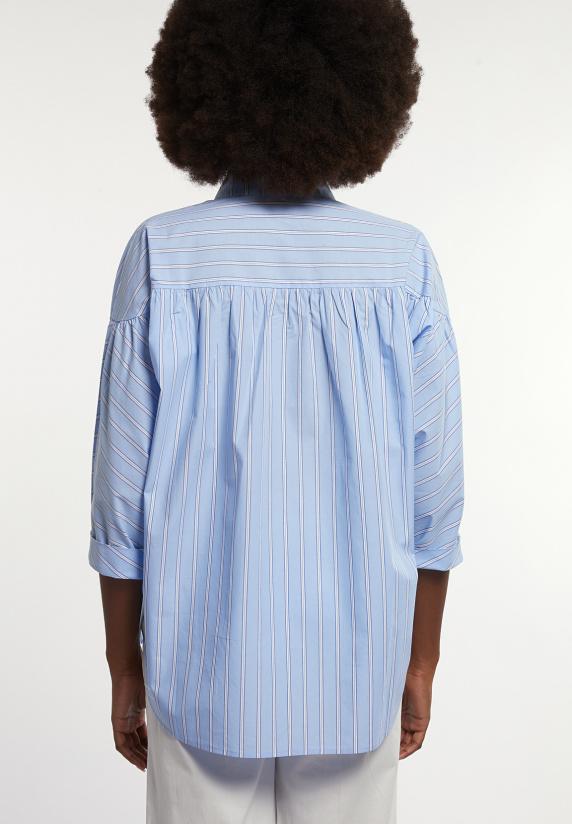 River Woods Katoenen Gestreepte Oversized V-hals Blouse Blauw/wit