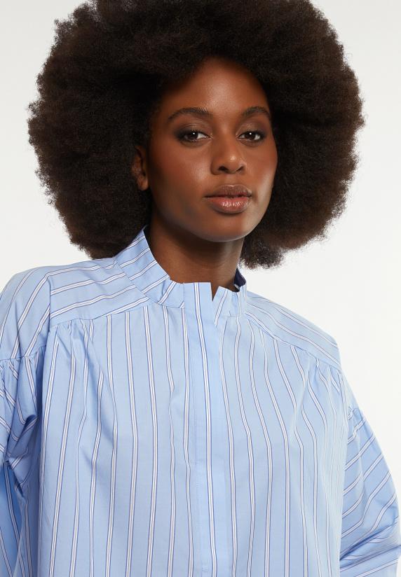 River Woods Katoenen Gestreepte Oversized V-hals Blouse Blauw/wit