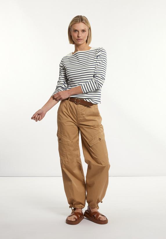 River Woods Katoenen Gestreepte T-shirt Boothals écru-blauw