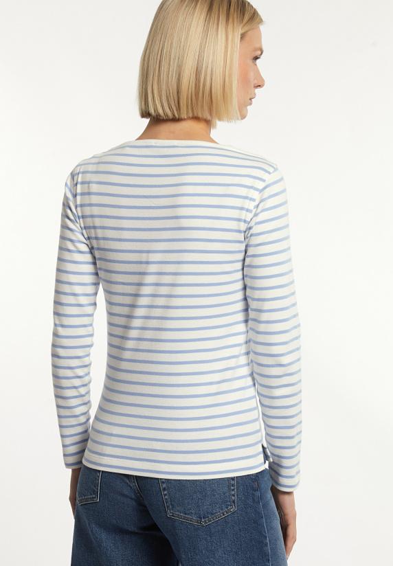 River Woods Katoenen Gestreepte T-shirt Boothals écru/blauw