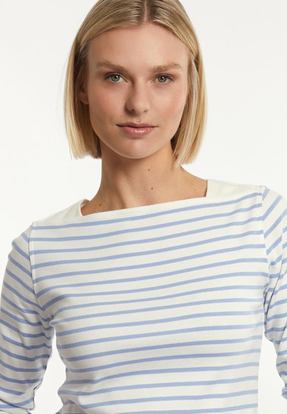 River Woods Katoenen Gestreepte T-shirt Boothals écru/blauw