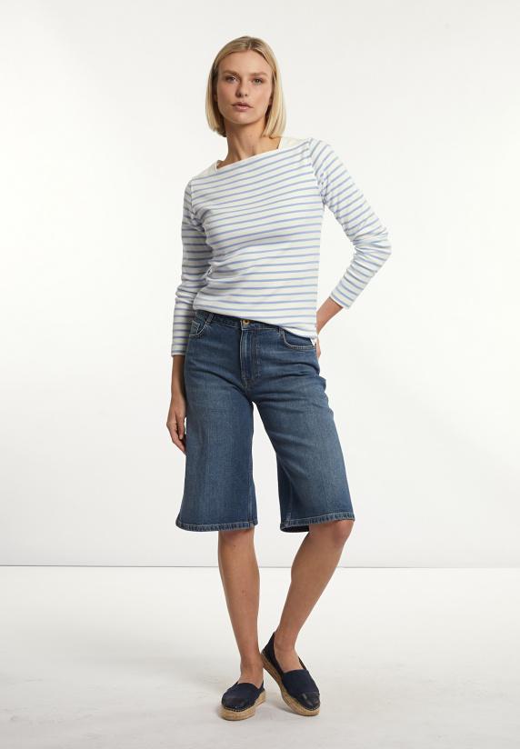 River Woods Katoenen Gestreepte T-shirt Boothals écru/blauw