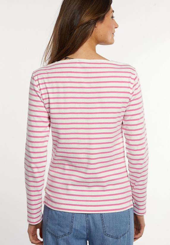 River Woods Katoenen Gestreepte T-shirt Boothals écru/roze