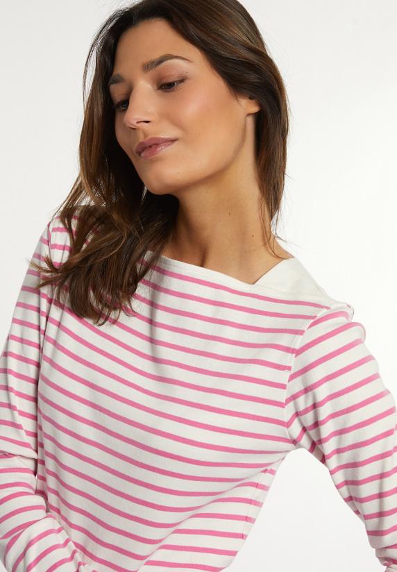 River Woods Katoenen Gestreepte T-shirt Boothals écru/roze