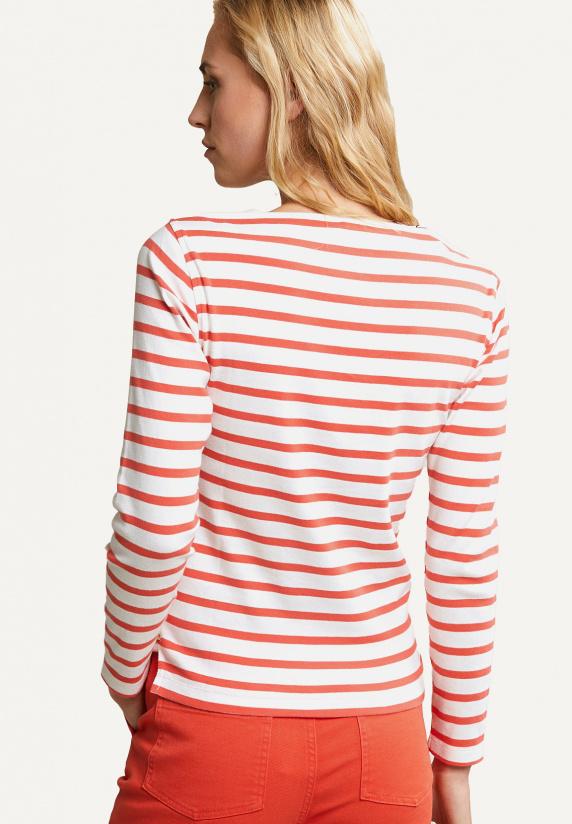 River Woods Katoenen Gestreepte T-shirt Lange Mouwen Ecru/oranje