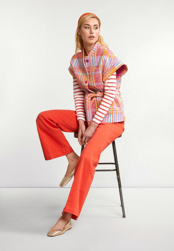 River Woods Katoenen Gestreepte T-shirt Lange Mouwen Ecru/oranje