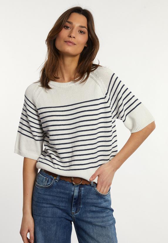 river woods Katoenen gestreepte trui ronde hals blauw