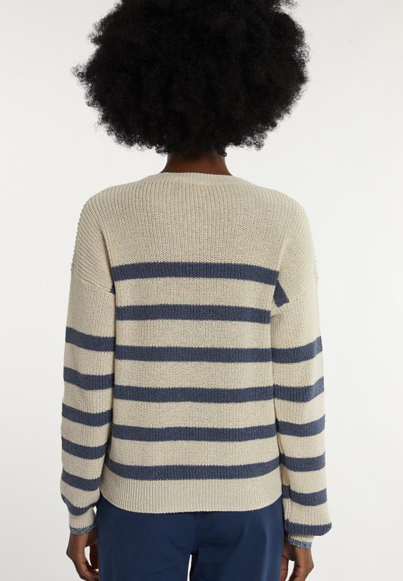 River Woods Katoenen Gestreepte Trui Ronde Hals écru/blauw