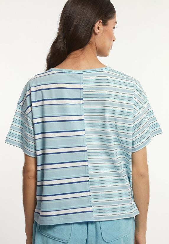 River Woods Katoenen Gestreepte Wijde T-shirt Ronde Hals Blauw