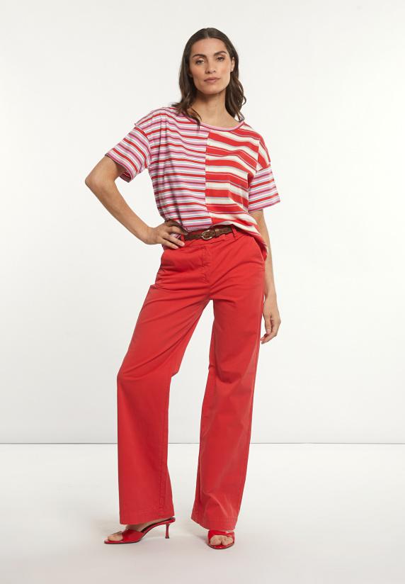 River Woods Katoenen Gestreepte Wijde T-shirt Ronde Hals Multi