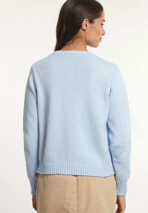 River Woods Katoenen Gilet Ronde Hals Opgestikte Zakken Blauw