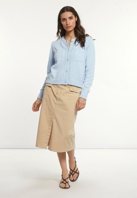 River Woods Katoenen Gilet Ronde Hals Opgestikte Zakken Blauw