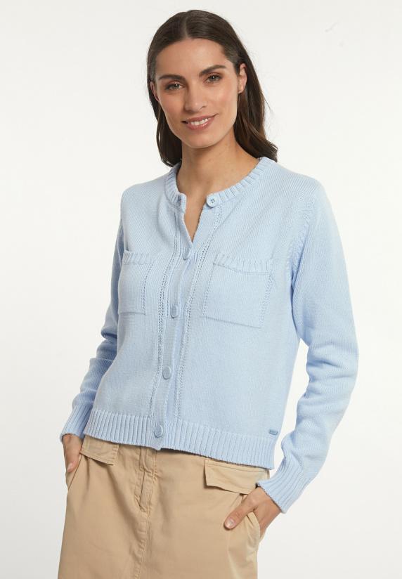 river woods Katoenen gilet ronde hals opgestikte zakken blauw