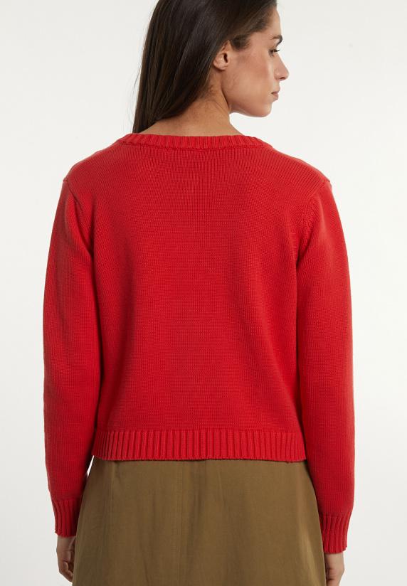 River Woods Katoenen Gilet Ronde Hals Opgestikte Zakken Rood