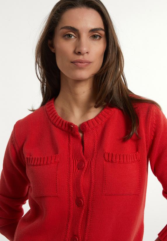 River Woods Katoenen Gilet Ronde Hals Opgestikte Zakken Rood