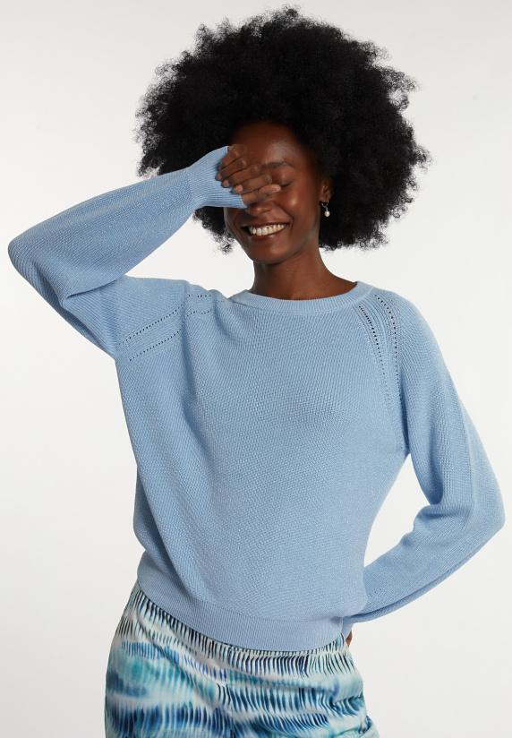 river woods Katoenen glittertrui lange mouwen blauw