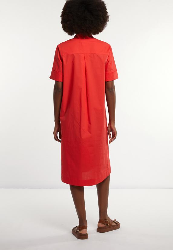 River Woods Katoenen Jurk Met Riem Elleboogmouwen Rood