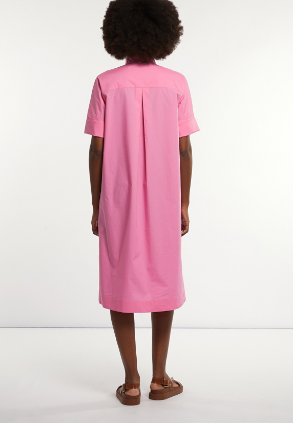 River Woods Katoenen Jurk Met Riem Elleboogmouwen Roze