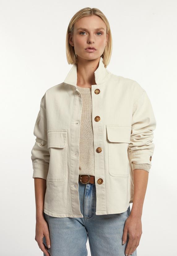 river woods Katoenen kort jasje opgestikte zakken cream