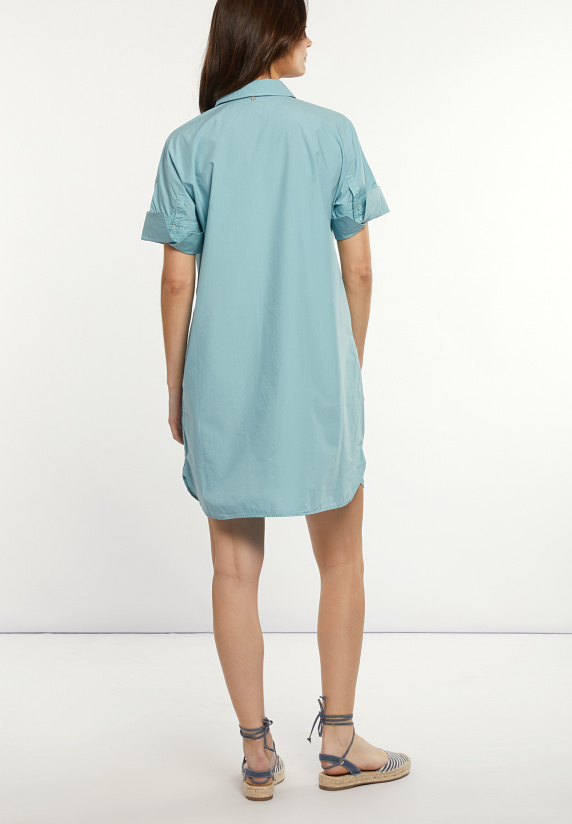 River Woods Katoenen Korte Jurk Elleboogmouwen Blauw
