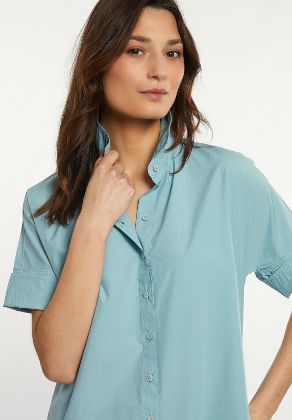 River Woods Katoenen Korte Jurk Elleboogmouwen Blauw