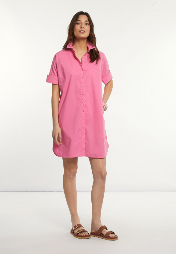 river woods Katoenen korte jurk elleboogmouwen roze