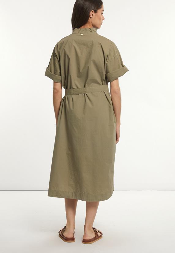 River Woods Katoenen Lange Jurk 3/4 Mouwen Met Riem Groen