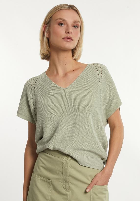 river woods Katoenen mouwloze V-hals glittertrui groen