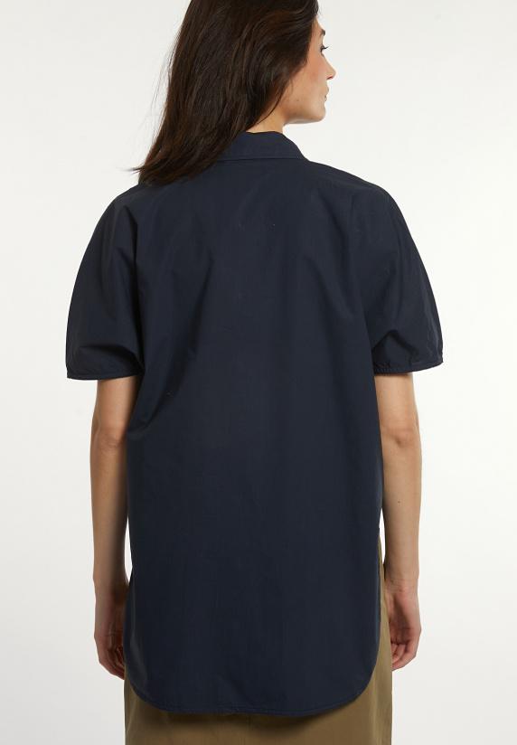 River Woods Katoenen Oversized Blouse Korte Mouwen Borstzak Navy