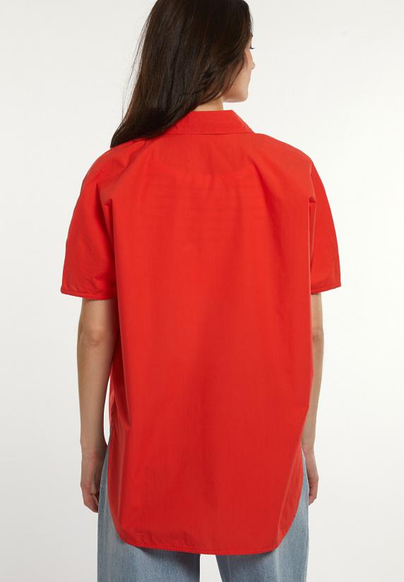 River Woods Katoenen Oversized Blouse Korte Mouwen Borstzak Rood