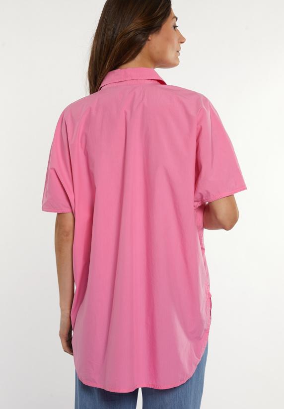 River Woods Katoenen Oversized Blouse Korte Mouwen Borstzak Roze