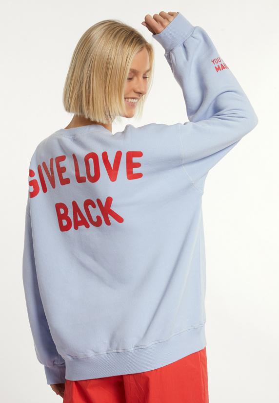 River Woods Katoenen Oversized Fleecetrui Ronde Hals Blauw