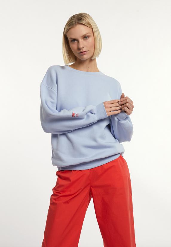 River Woods Katoenen Oversized Fleecetrui Ronde Hals Blauw