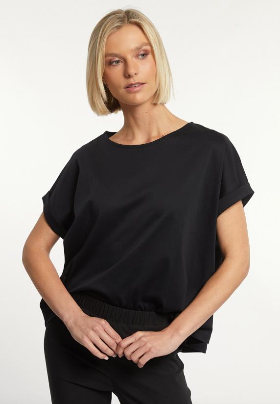 river woods Katoenen oversized T-shirt ronde hals korte mouwen zwart