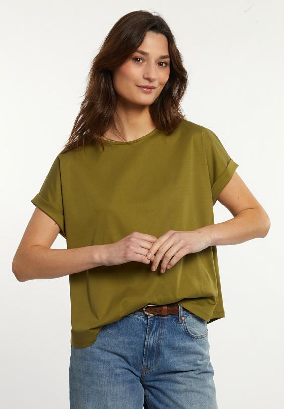 river woods Katoenen oversized T-shirt ronde hals olijfgroen