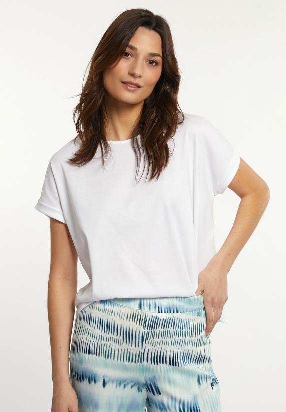 river woods Katoenen oversized T-shirt ronde hals wit