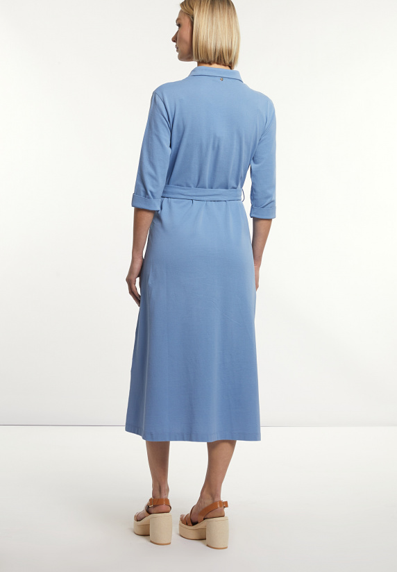 River Woods Katoenen Polojurk 3/4 Mouwen Met Riem Blauw