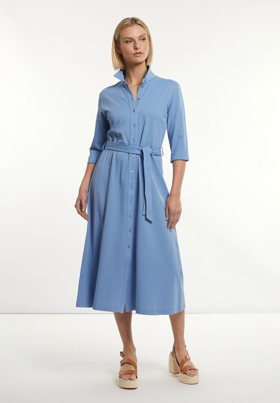 river woods Katoenen polojurk 3/4 mouwen met riem blauw