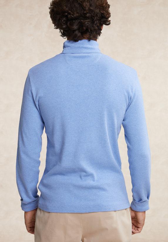 River Woods Katoenen Rolkraag T-shirt Lange Mouwen Alpine Blue Mix