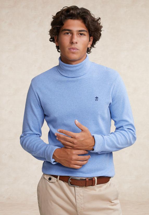 river woods Katoenen rolkraag T-shirt lange mouwen alpine blue mix