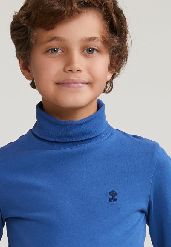 River Woods Katoenen Rolkraag T-shirt Lange Mouwen Crown Blue