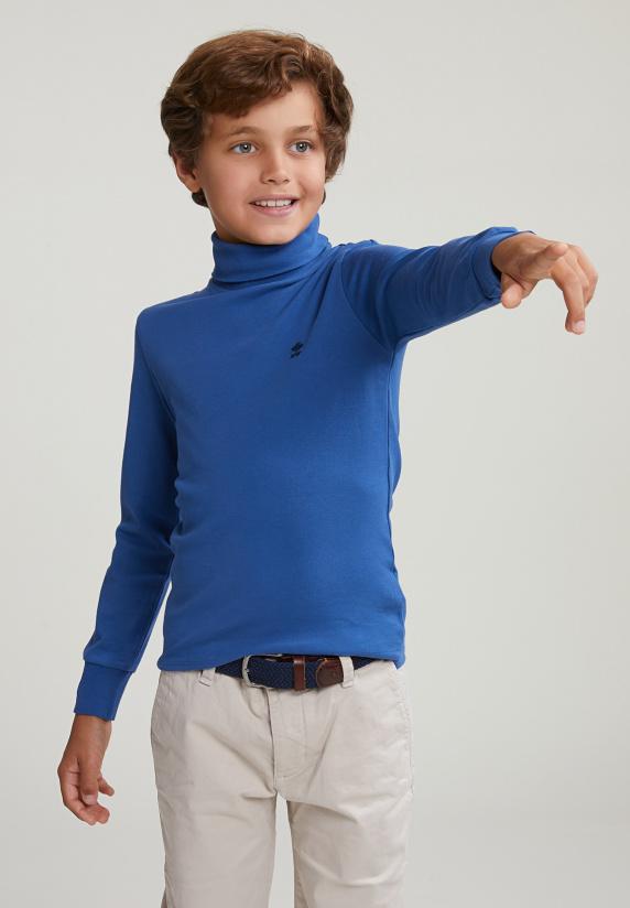 river woods Katoenen rolkraag T-shirt lange mouwen crown blue