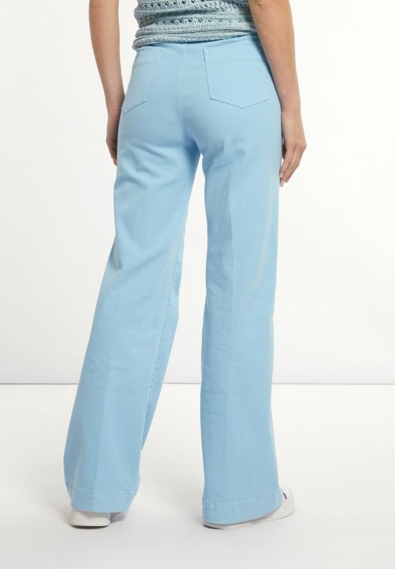 River Woods Katoenen Stretch Broek Wijde Pijpen Blauw