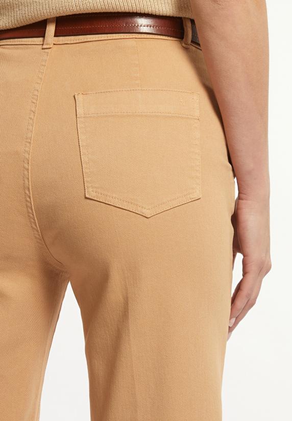 River Woods Katoenen Stretch Broek Wijde Pijpen Camel